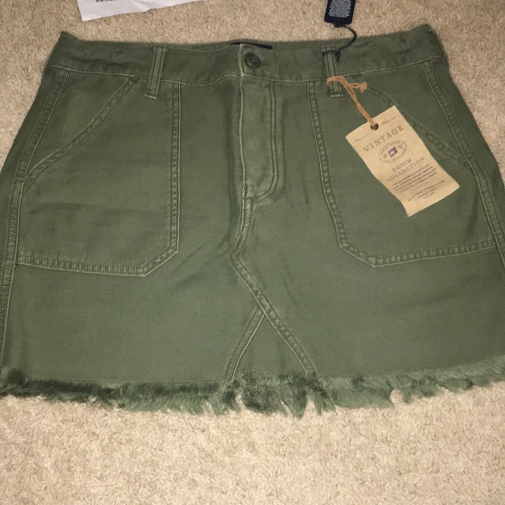 Olive jean skirt